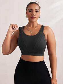 Rhythm Era Sujetador deportivo de una pieza con aros y espalda ajustable para mujer de talla grande, con soporte de alto impacto para el Año Nuevo Chino - Negro - Ver 4