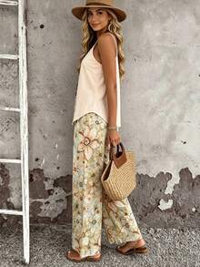 EMERY ROSE Women's Casual Vacation Comfortable Camisole & Pants 2 Pieces Set - Apricot - View 3