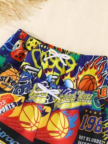 SHEIN Tween Boys' Casual Loose Printed Beach Shorts, Suitable For Summer, Beach, Outdoor, Swimming, Vacation - Multicolor - View 3