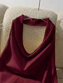 Franclia New Arrival Spring/Summer Halter Neck Backless Fitted Tank Top For Women - Burgundy - View 4