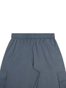 Manfinity Homme Pantalones cortos de carga con cintura con cordón de unicolor para hombres - Neblina azul - Ver 5