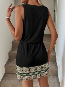 SHEIN LUNE Đầm ngắn in họa tiết kiểu dáng thường ngày dành cho nữ, thích hợp cho mùa xuân và mùa hè. - Nhiều màu - Xem 2