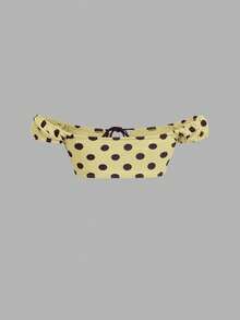SHEIN MOD Bộ bikini chấm bi kiểu cổ điển - Vàng nhạt - Xem 8