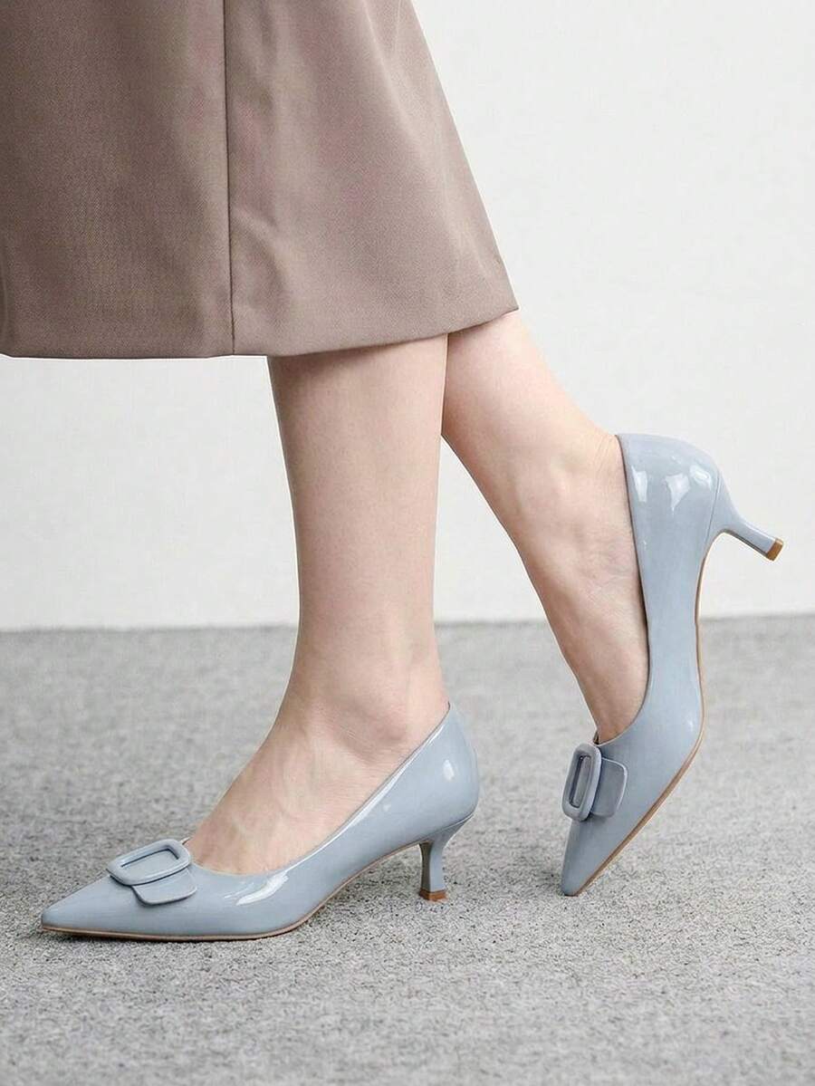 CUCCOO BIZCHIC 简约大方时尚百搭休闲通勤女式高跟鞋 - 藍色, - 查看 1