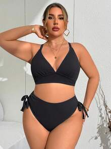 Swim Vcay Bộ đồ bơi cỡ lớn có thể điều chỉnh, chất liệu vải, dành cho kỳ nghỉ hè 2026 mới. - màu đen - Xem 3