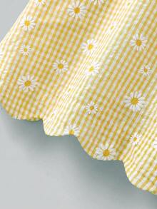 Maija Kids Maija Kids Áo tank top cổ tròn in họa tiết hoa và kẻ caro ngọt ngào dành cho bé gái tuổi teen, thích hợp mặc mùa hè. - Màu vàng - Xem 6