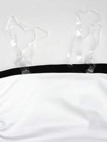SHEIN Set de 2 sujetadores tipo camiseta con pliegues minimalistas y cómodos para niñas preadolescentes - Blanco y Negro - Ver 3