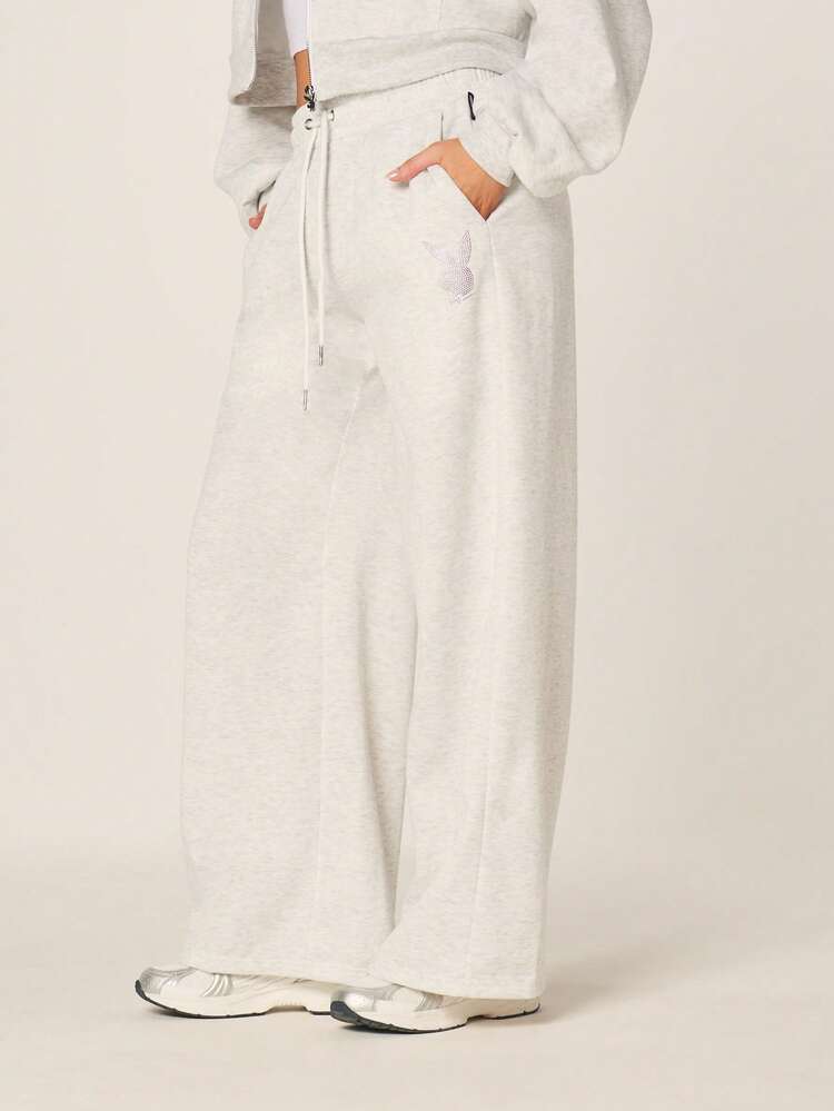 Missguided x Playboy Diamante Wing Wide Leg Joggers