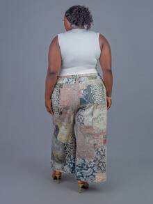 CurvyTilda Plus Size Retro Y2K Sexy Animal Print Hippie Pattern Slim Straight Leg Women Jeans, For Hourglass Body Shape - Multicolor - View 5