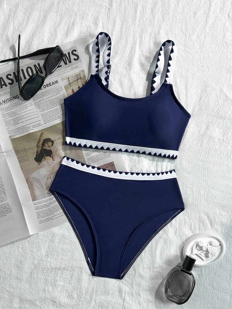 SHEIN Bộ bikini in hoa dành cho bé gái tuổi teen, 2 mảnh, kiểu dáng ngọt ngào và thời trang, phù hợp cho mọi dịp, mùa xuân/hè. - Nhiều màu - Xem 1