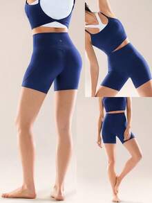 GLOWMODE Quần short biker FeatherFit™ Flex 6 inch với túi bên hông, thích hợp cho yoga và các hoạt động hàng ngày. - Dark Blue - Xem 8