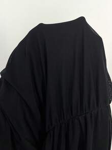 Auralis Plus Size Women V-Neck Short Sleeve Ruched Elegant Curve Dress Black For Wedding Cocktail Guest Graduation Party Summer - Black - View 8