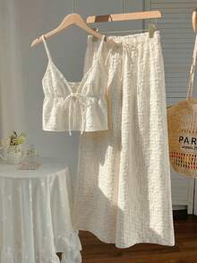 Comfortcana 2026 Nouveau Printemps/Été Mode Femmes Ensemble 2 Pièces Décontracté Rayé Tissé, Tenue de Vacances Printemps/Été, Tenue Extérieure Femme, Tenue de Plage, Ensemble Décontracté Printemps Femme - Beige - Voir 3