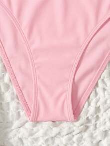 SHEIN 2026春夏新款少女纯黑色热带度假百搭泳装，用途广泛 - 粉色 - 查看 3