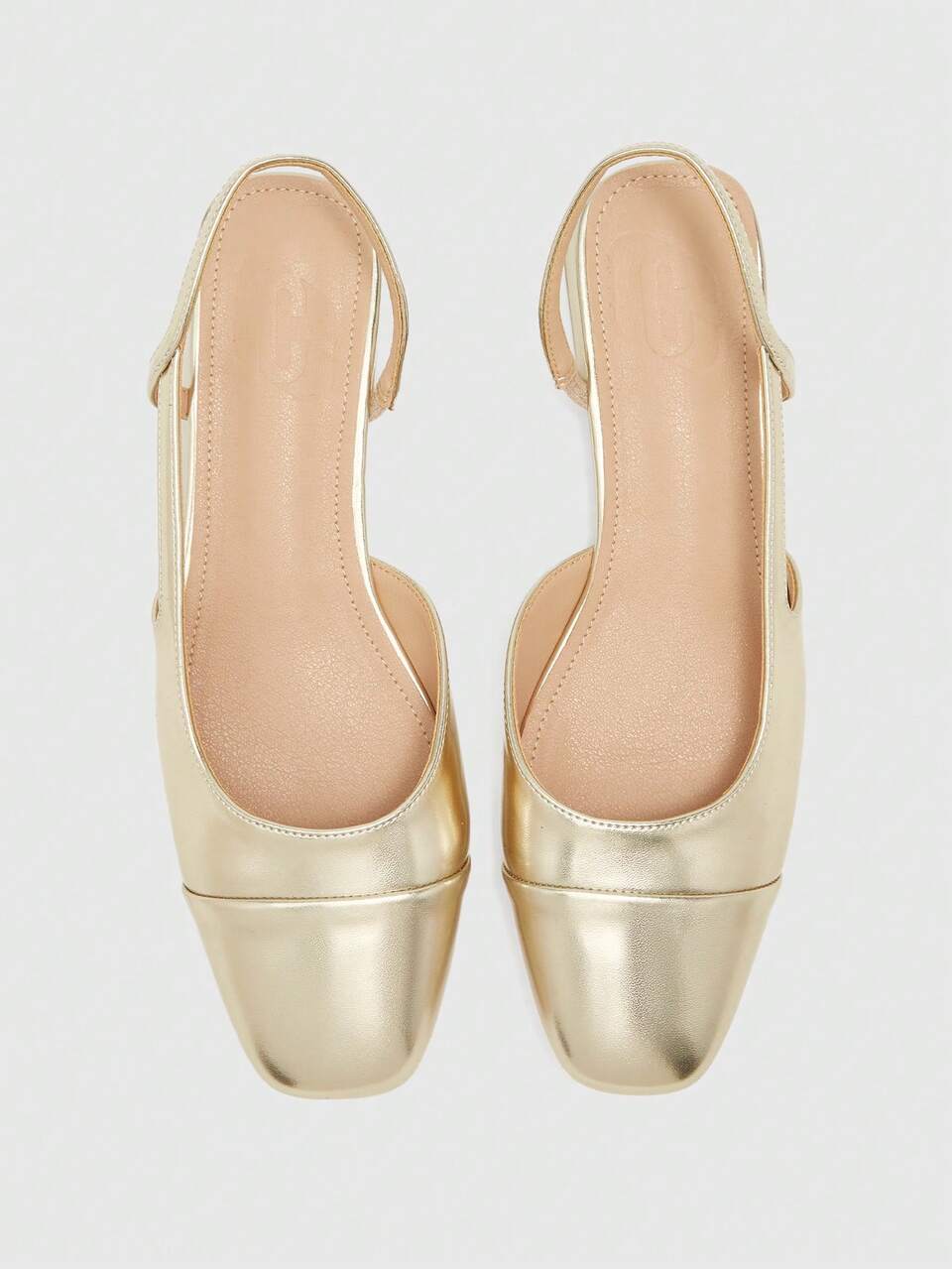 CUCCOO BIZCHIC Women's Shoes Spring And Summer Square Toe Short Thick Heel Gold Splicing High Heel Shoes
