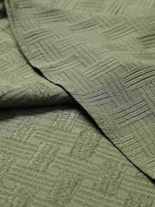 Genlund Men's Fashionable Versatile Single-Breasted Short Sleeve Shirt And Drawstring Waist Pocket Shorts 2 Pieces Set, Holiday - Army Green - View 4