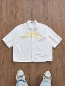Manfinity Joysei 宽松夏季度假水果橙子印花短袖衬衫 - 彩色 - 查看 5
