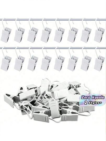100pcs Mini Curtain Clips Hooks, Stainless Steel Clips For Hanging Curtains, Outdoor String Lights, White Gifts Birthday Graduation