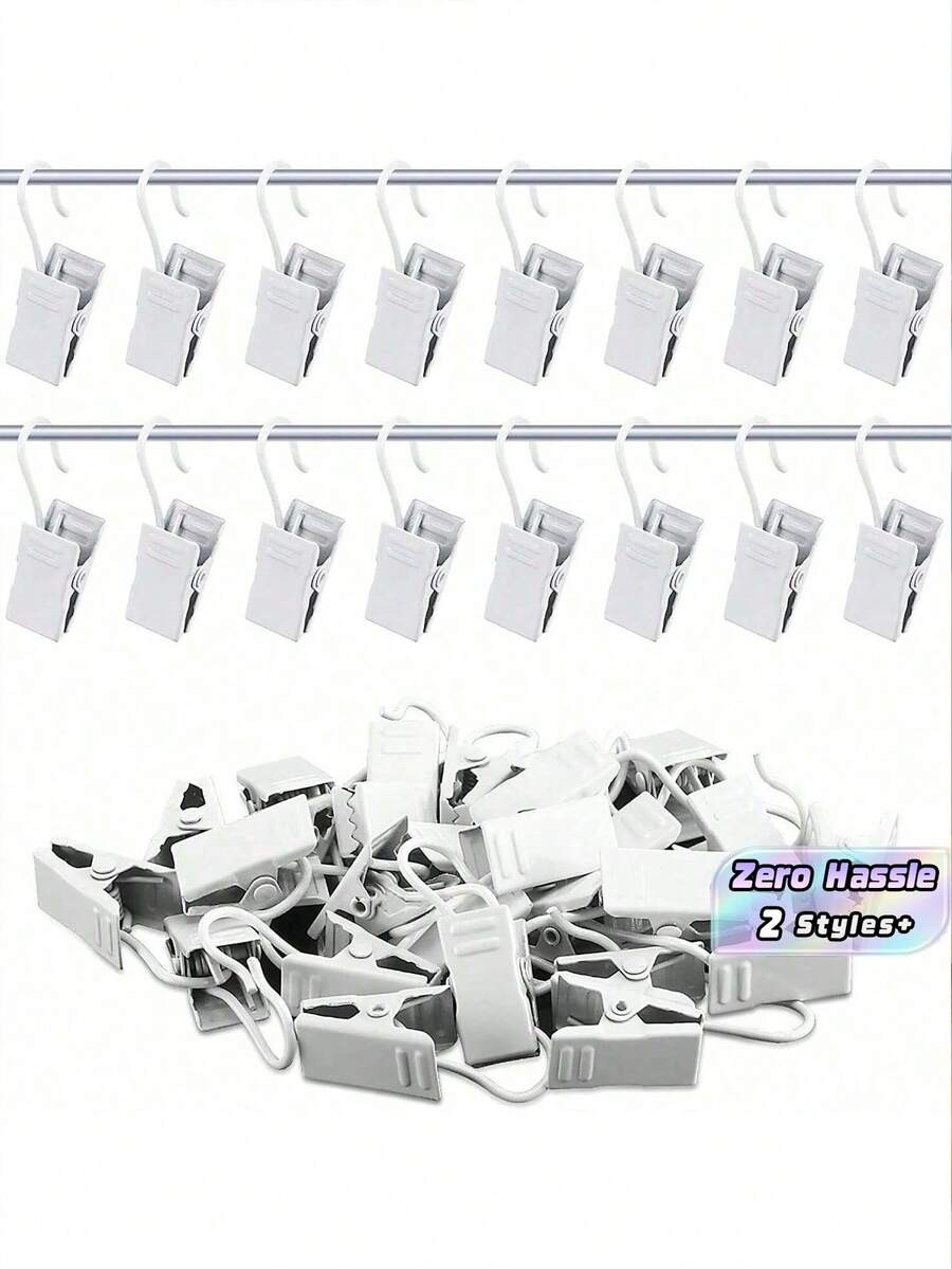 100个迷你窗帘夹挂钩,不锈钢材质,适用于悬挂窗帘、户外串灯,白色,生日毕业礼物 - 30 - 查看 1