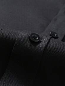 Manfinity Mode Camisa formal de manga larga casual de un solo pecho de unicolor para hombres, ceremonia - Negro - Ver 5