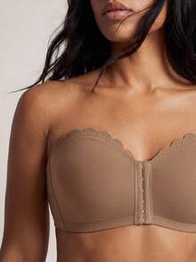 Barelissa Áo ngực nâng ngực không dây Wave Edge đóng phía trước cho nữ có miếng đệm tháo rời - Màu nâu  Mocha - Xem 3
