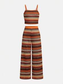 SHEIN Bộ đồ 2 món cho bé gái tuổi teen, kiểu dáng thường ngày, thoải mái, phối họa tiết kẻ sọc tương phản. - Nhiều màu - Xem 5