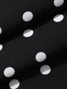 DAZY Polka Dot Print Wide Leg Pants With Elastic Waist For Women - Black - View 9