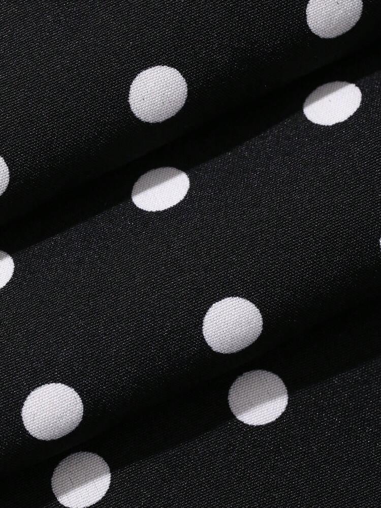 Polka Dot Print Wide Leg Pants With Elastic Waist For Women