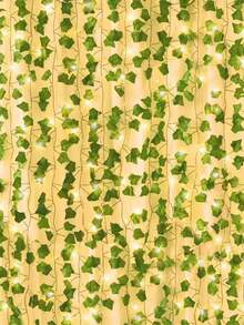 1pc 2M Artificial Ivy Leaf Plants With LED Light String, AA Battery Box Powered Green Vine Garland Chandelier For Wall Party Wedding Room Home Kitchen Indoor Outdoor Holiday Decoration (Batteries Not Included) - Warm Ivy - View 3