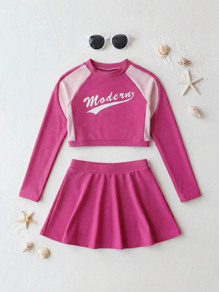 Young Girls Cute Swimwear Set, Dress Style Swimwear For Toddlers Vacation