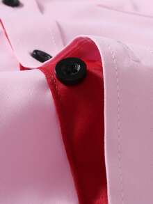 Manfinity Mode Men's Single-Breasted Casual Versatile Commuting Long Sleeve Formal Shirt, Ceremony - Baby Pink - View 5