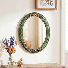 Cirelle 1pc Vintage Gold Ornate Oval Wall Mirror For Bathroom, Bedroom, Living Room, Traditional Victorian Rococo Style Decorative Carved Frame Hanging Mirror - 1PC - View 12