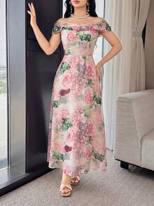 Feyla Đầm trễ vai in họa tiết lãng mạn, thanh lịch dành cho nữ - Nhiều màu - Xem 3