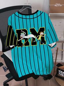 Rick and Morty X SHEIN Men's Round Neck Casual Letter & Cartoon Print T-Shirt, Versatile For Daily Wear - White - View 2