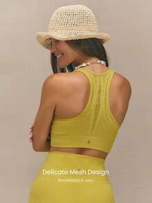 GLOWMODE Seamless Wild Racerback Sports Bra Gym  Spring Summer - Mustard Yellow - View 3