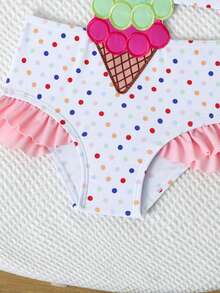 SHEIN Infant & Baby GirlColorful Ice Cream Embroidered Romper, Casual Cute Outfit Suitable For Summer Vacation, Beach, Pool, Holiday Party - Multicolor - View 6