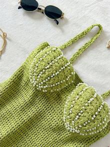 Soleia Đầm ngắn ôm sát dáng vỏ sò, viền tua rua, dây mảnh, phong cách Bohemian, Boho, thích hợp cho kỳ nghỉ, mùa xuân/hè, ngày Valentine, hẹn hò. - màu xanh lá - Xem 5