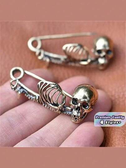 1pc Vintage Skull Brooch, Dark Gothic Brooch, Clothing Waist Closure Accessories, Jewelry. Best Gifts Birthday Graduation Home Decor Halloween Decor Fall Decor Room Decor