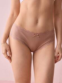 Bonmuse 7pcs/Set Celana Dalam Wanita Katun Elastis Romantis dengan Hiasan Pita, Pakaian Dalam Seksi - MultiWarna - View 11
