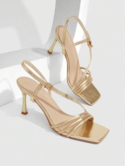CUCCOO SZL Nuevos sandalias de tacón alto para mujer de tacón fino y punta cuadrada, versátiles y de moda