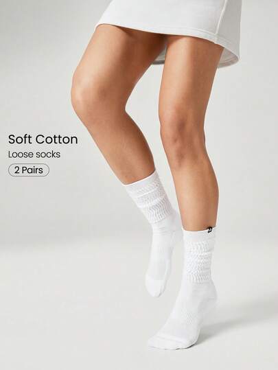  GLOWMODE 2 Pairs Cozy Cotton-Blend Slouch Daily Support Socks Gym