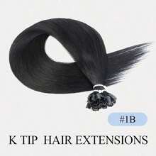 50G 50 piezas, extensiones de cabello con punta en K rectas, extensiones de cabello natural, extensiones de cabello con punta en V, extensiones de cabello humano sedoso para cabello fino, fusión en caliente para agregar volumen y duración, elegante para mujeres, adecuado para fiestas y bodas - Multicolor - Ver 18