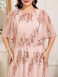 Reflora Plus Size Elegant Geometric Chiffon Pleated Graceful Summer Dress Wedding Mother Of The Bride Wedding Guest Pink - Pink - View 5