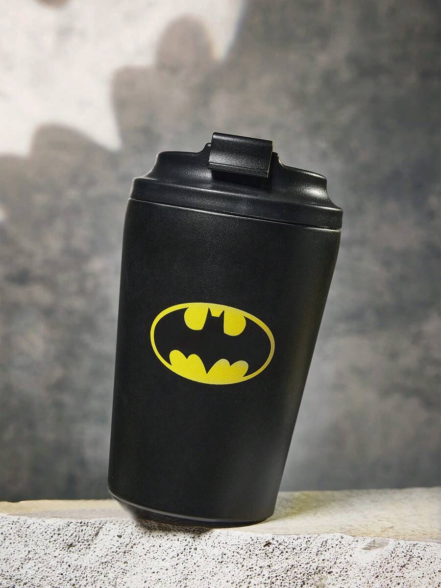 BATMAN X SHEIN 360毫升/12盎司防漏不锈钢杯，方便携带。 - 黑色 - 查看 1