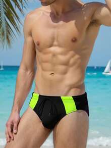 Manfinity KASUA Bañador de hombre con parches de color contrastante y diseño triangular - Negro - Ver 4
