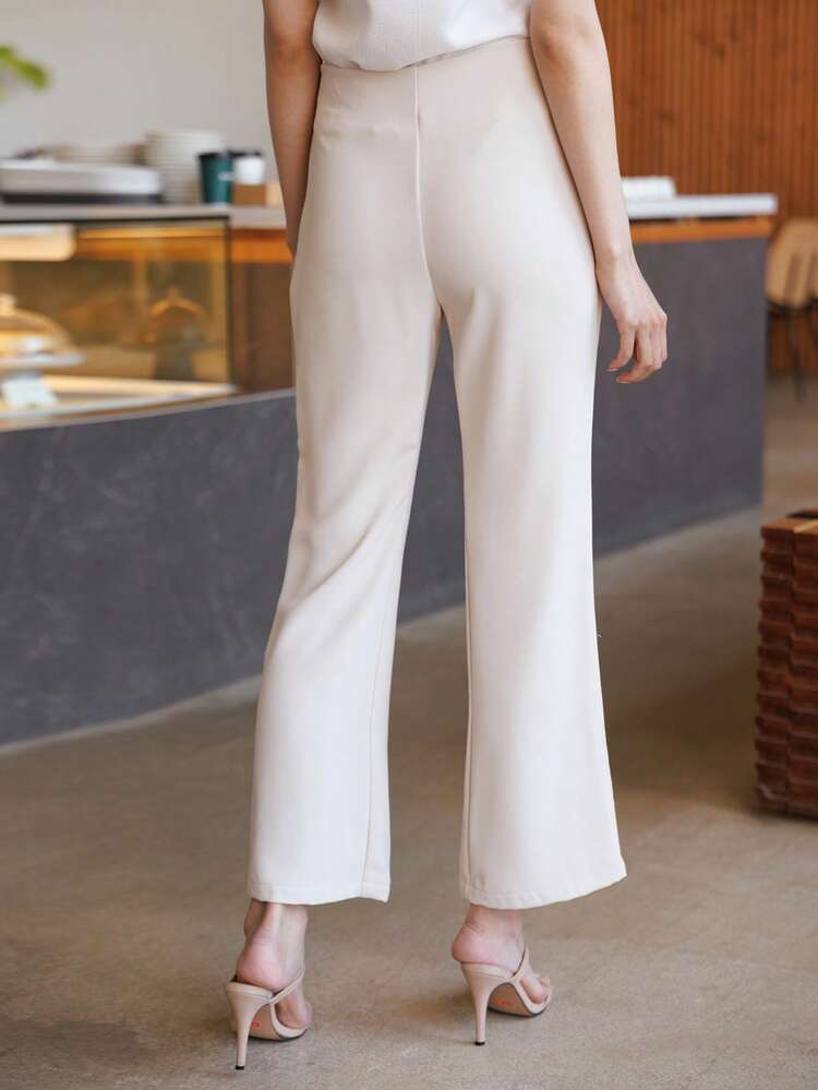 Casual Solid Color Flared Pants, Suitable For Spring And Summer