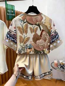 Resyla Women's Printed Casual 2 Pieces Set, New Versatile Outfit - Multicolor - View 2