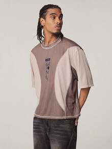 SCOOBY-DOO X SHEIN Men's Fashionable Versatile Contrast Color Round Neck Short Sleeve T-Shirt - Brown - View 8