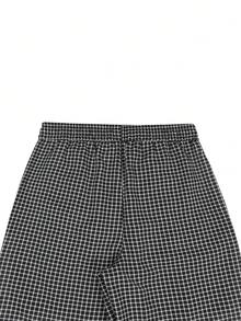 Manfinity Roghcode Men's Drawstring Waist Plaid Casual Versatile Daily Wear Pants - Black - View 5