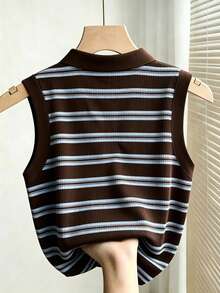 SuriyaCove Women's Casual Striped Cherry Embroidery Tank Top, Summer - Multicolor - View 2